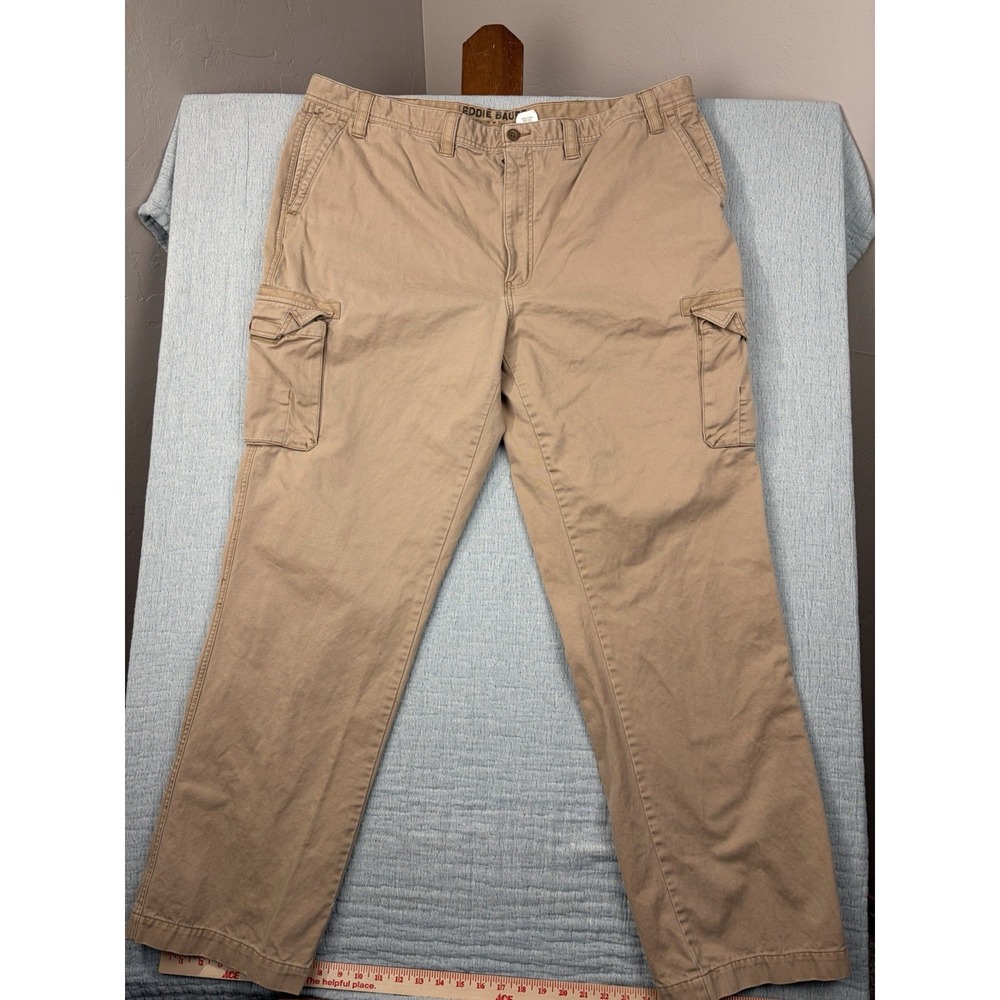 Eddie Bauer Mens Cargo Pants 46x36 Tall Loose Fit Khaki Outdoor Hiking